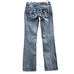 Cedar Rose Jean Womens 28x32* Acid Wash Bootcut Low Moto Y2K Rodeo Western Rodeo